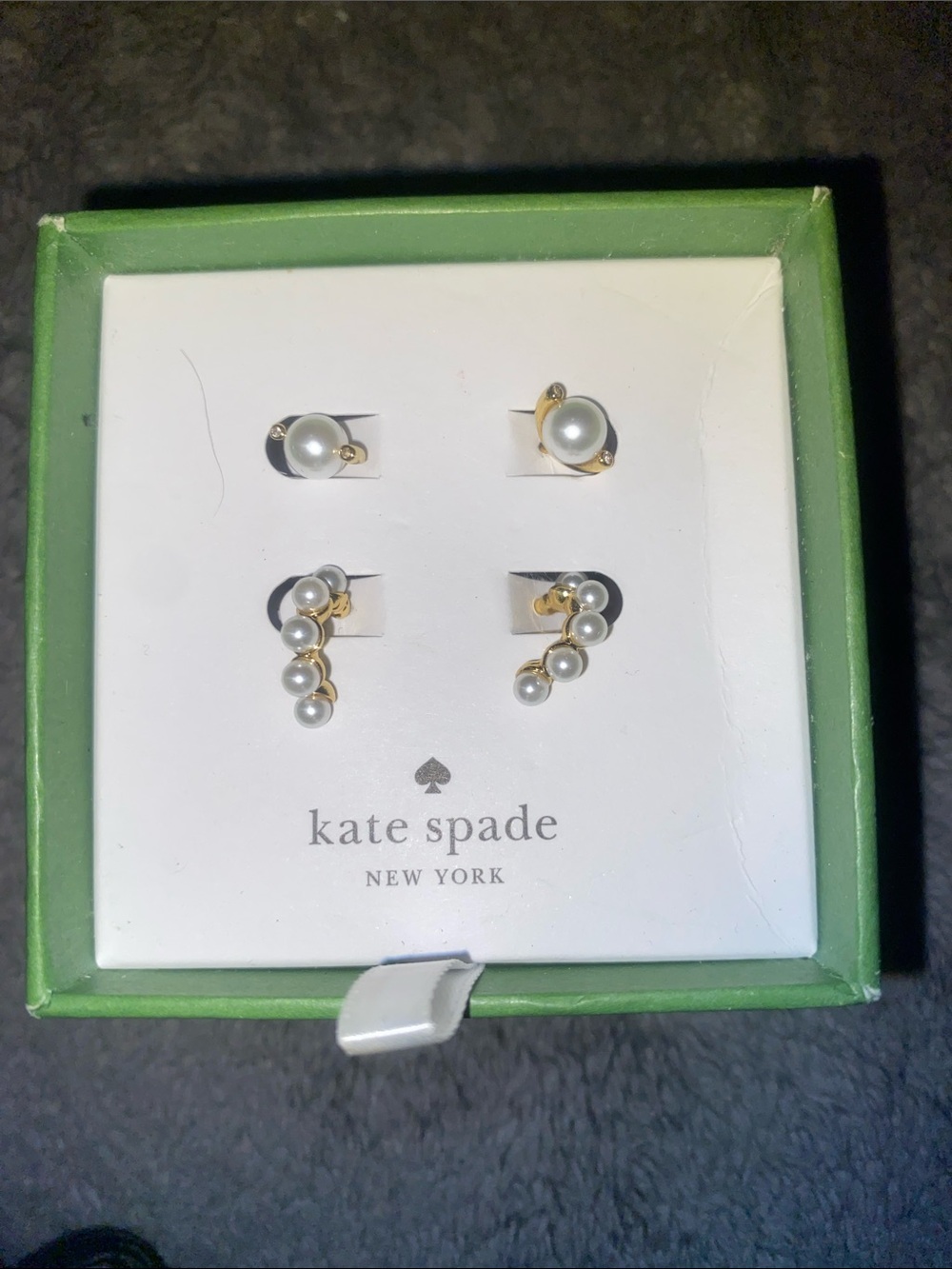 kate spade Pearl Studs and Pearl Crawler Gold-Tone Earring Set